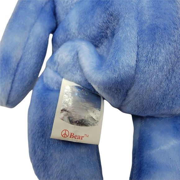 TY Beanie Baby Peace Teddy Bear 9" Blue Plush Stuffed Vintage 2002 With Tags - Picture 3 of 4